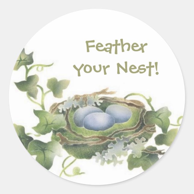 Feather Your Nest Bird Nest Stickers (Front)