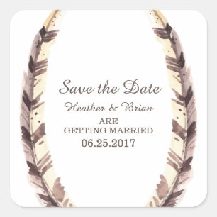 Feathered Border Save the Date Stickers