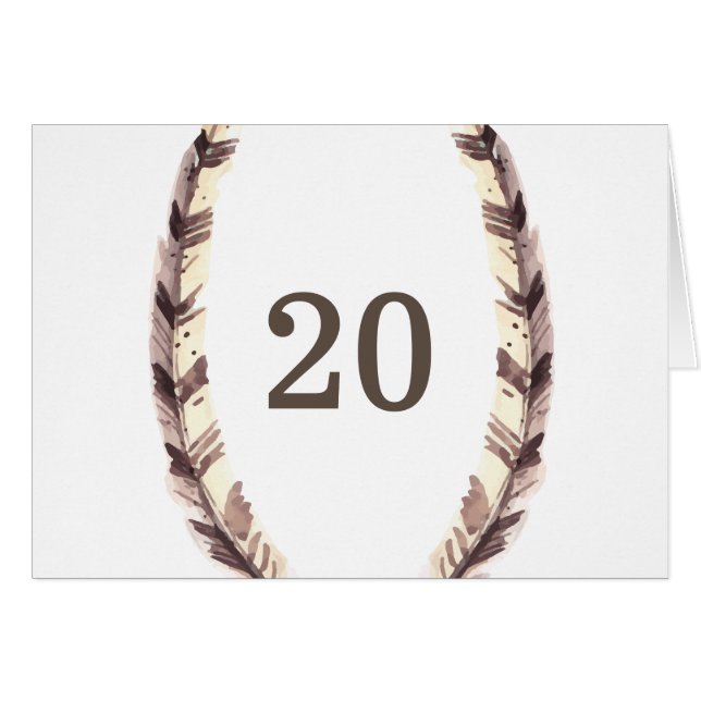 Feathered Border Table Number Card (Front Horizontal)