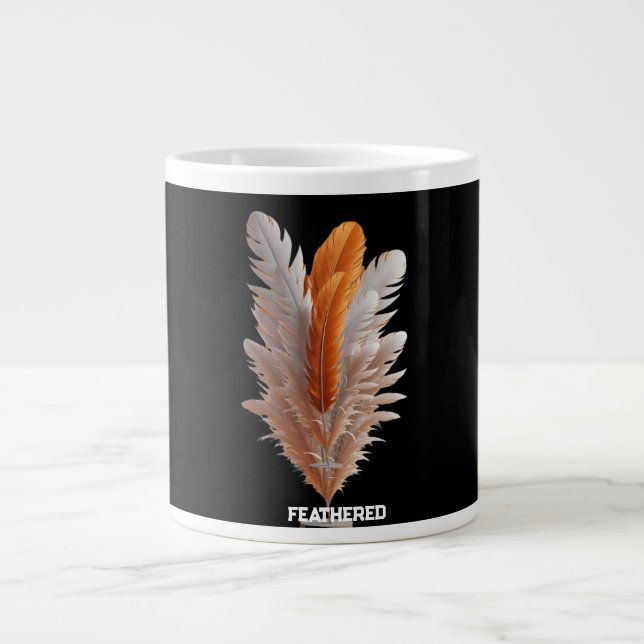Feathered Duality Balance of Light Amber & Ivory S Large Coffee Mug (Front)