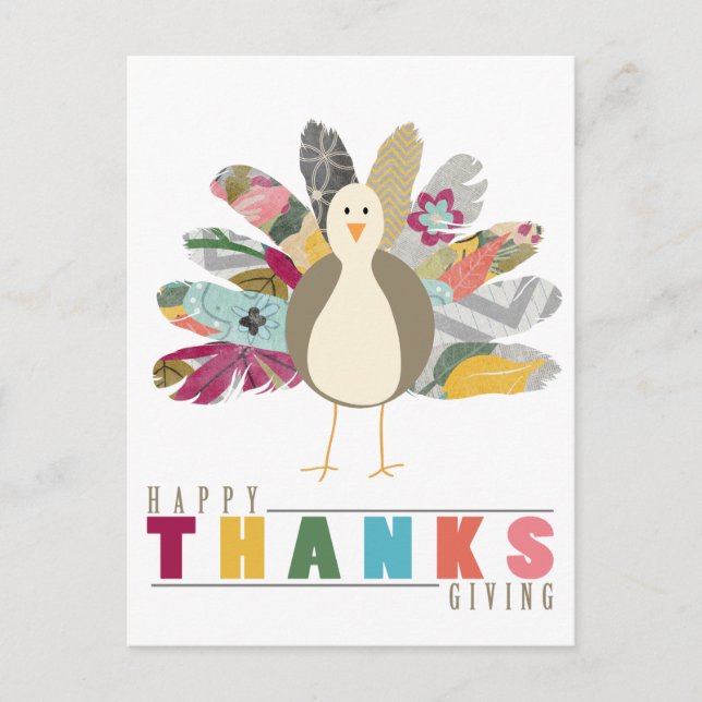 Feathered Friend Happy Thanksgiving Postcard (Front)