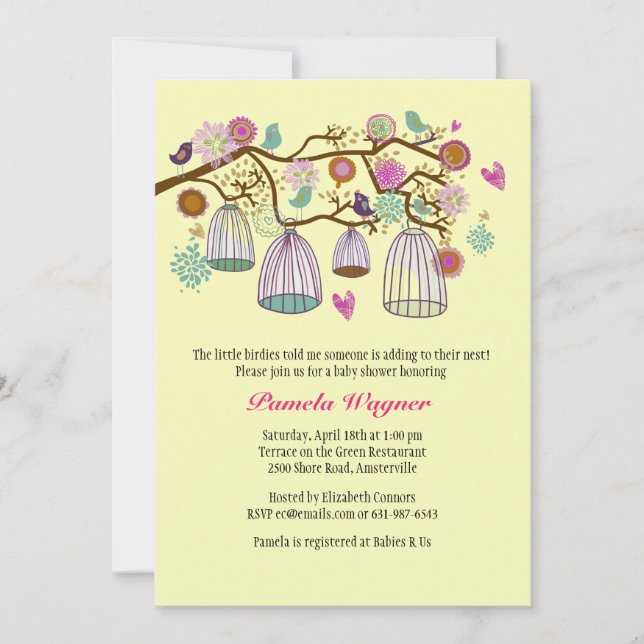 Feathered Friends (Yellow) Invitation (Front)