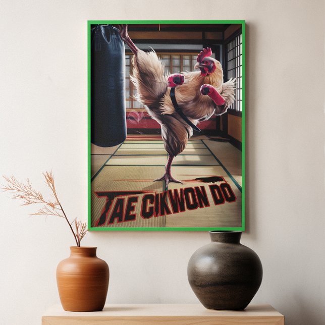 Feathered Fury: Chicken Kicking Punching Bag Poster (Creator Uploaded)