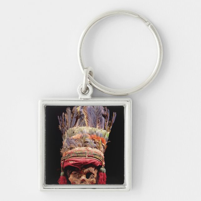 Feathered headdress on a skull, from Peru Key Ring (Front)
