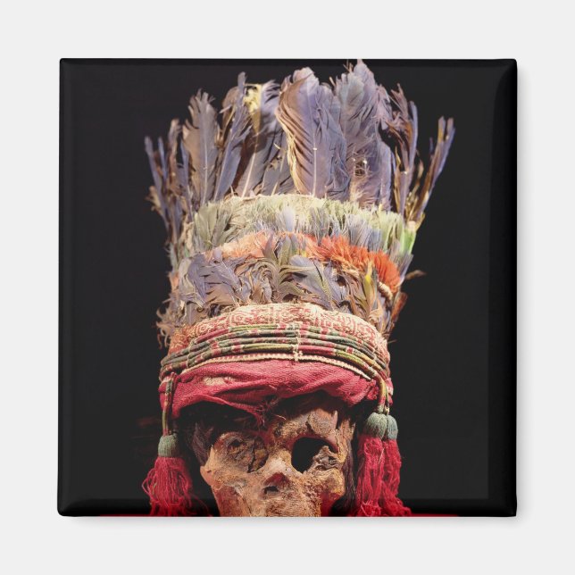 Feathered headdress on a skull, from Peru Magnet (Front)