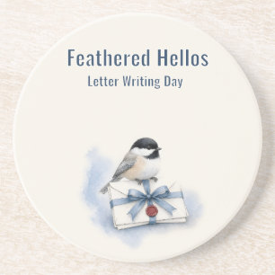 Feathered Hellos Letter Writing Day Coaster