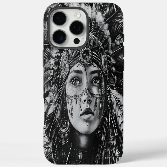 Feathered Indian girl warrior Case-Mate iPhone Case (Back)