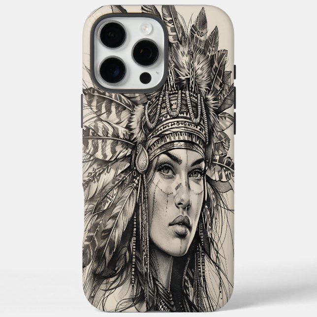 Feathered Indian girl warrior in nature Case-Mate iPhone Case (Back)