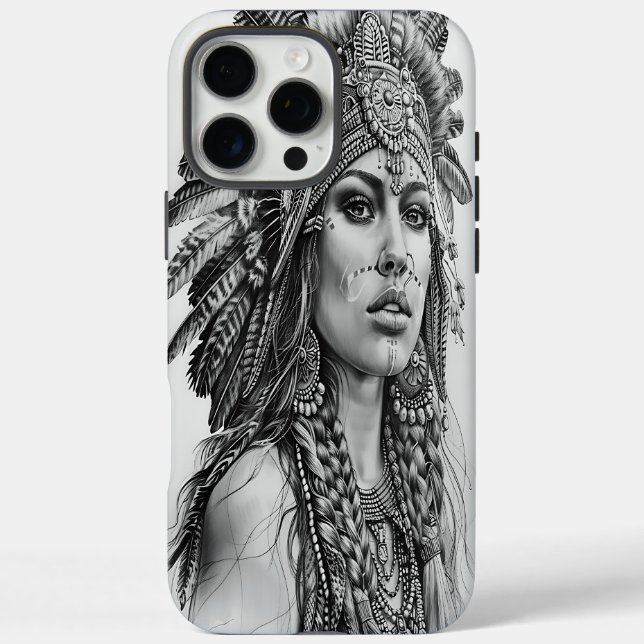 Feathered Indian warrior girl Case-Mate iPhone Case (Back)