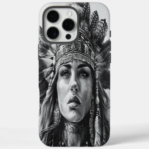 Feathered Indian warrior girl in daylight iPhone 16 Pro Max Case