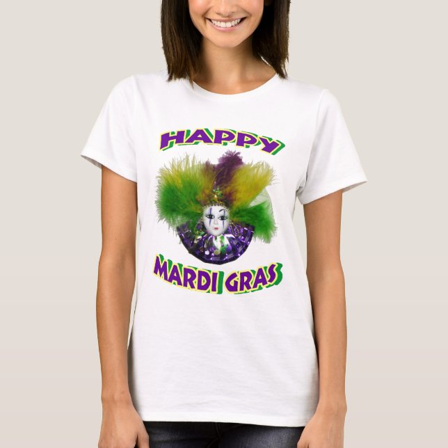 Feathered Mardi Gras Mask T-Shirt (Front)