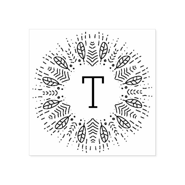 Feathered Monogram Rubber Stamp (Imprint)