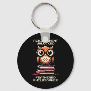 Feathered Philosopher Unlocked Owl Retro Gamer  Key Ring