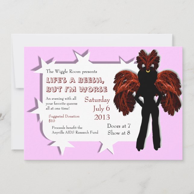 Feathered Queen Custom Drag Show Invites (Front)