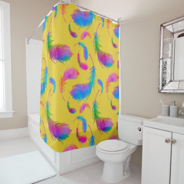 Feathered Rain at Sunrise Shower Curtain (In Situ)