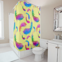 Feathered Rain in Sunshine Shower Curtain