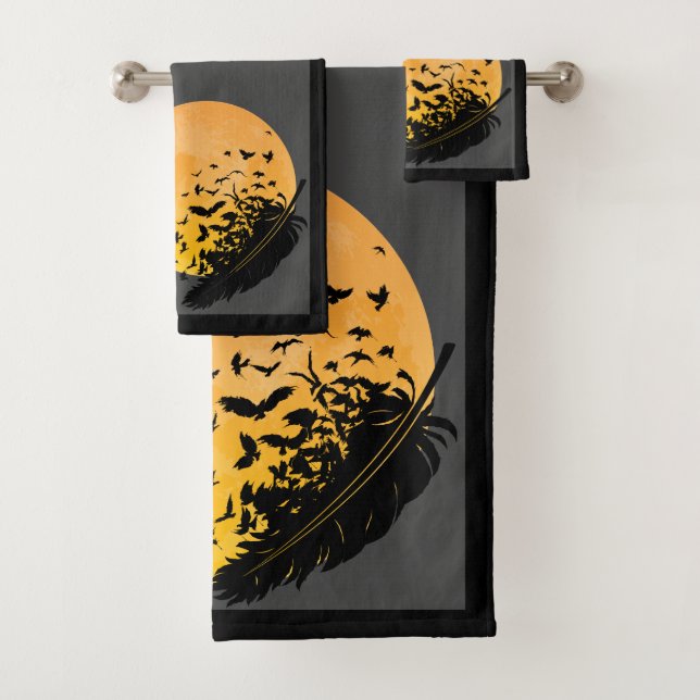 Feathered Raven Bath Towel Set (Insitu)