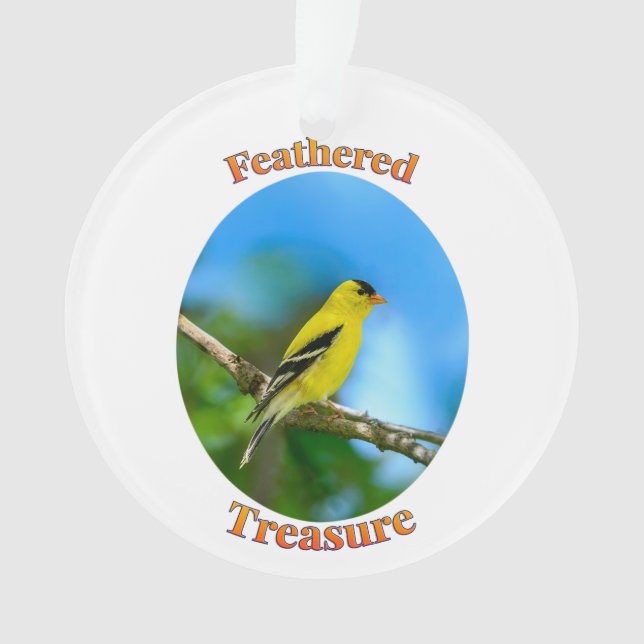 Feathered Treasure - American Goldfinch Ornament (Front)
