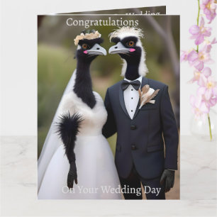 "Feathered Vows: An Emu-tiful Marriage Union" Card
