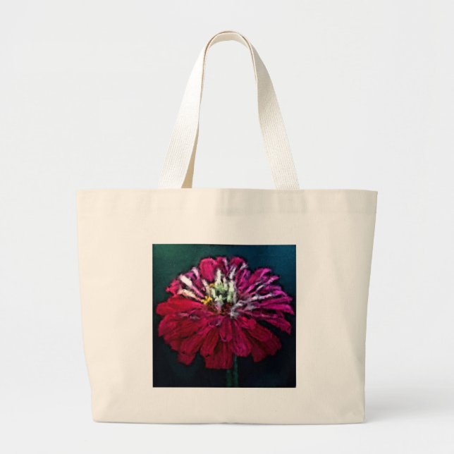 Feathered Zinnia Large Tote Bag (Front)