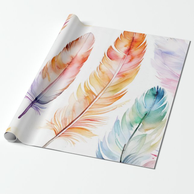 Featherlight: Watercolor Patterns Wrapping Paper (Unrolled)