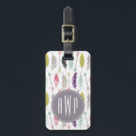 Feathers and Arrows Monogram Luggage Tag<br><div class="desc">A gift featuring a pattern of feathers and arrows.  Personalise with your monogram.</div>
