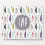 Feathers and Arrows Monogram Mouse Pad<br><div class="desc">A gift featuring a pattern of feathers and arrows.  Personalise with your monogram.</div>