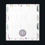 Feathers and Arrows Monogram Notepad<br><div class="desc">A gift featuring a pattern of feathers and arrows.  Personalise with your monogram.</div>