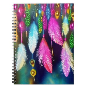 Feathers and beads notebook