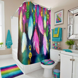 Feathers and beads shower curtain