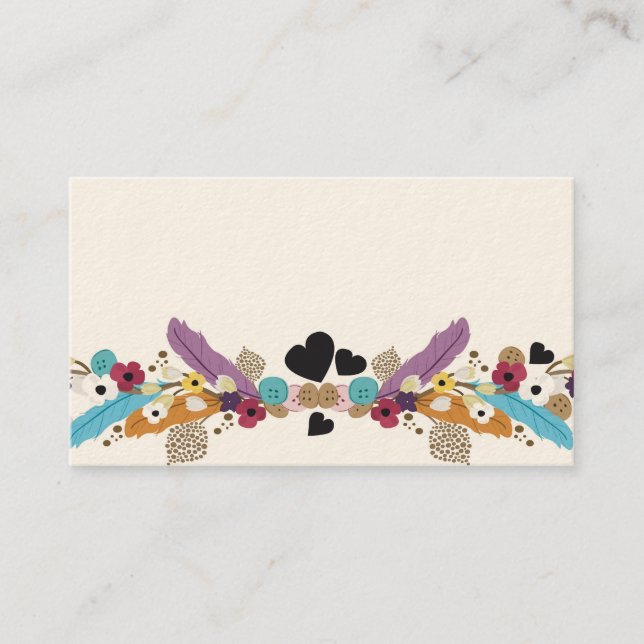 Feathers and buttons Business Card (Front)