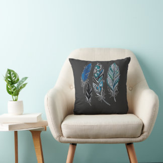 Feathers and colours dance cushion