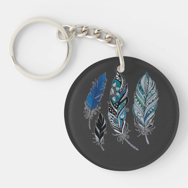 Feathers and colours dance  key ring (Front)