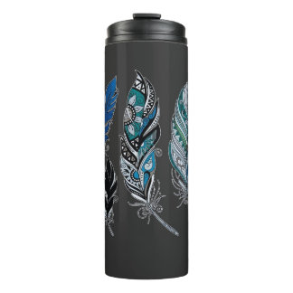 Feathers and colours dance thermal tumbler