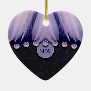 Feathers and Diamonds Ceramic Tree Decoration