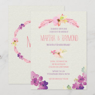 Feathers and Flowers, Wedding Invitations