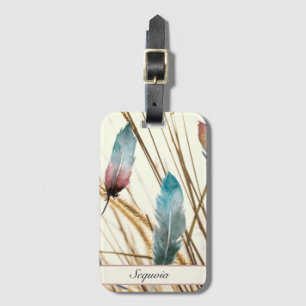 Feathers and grass, customisable luggage tag