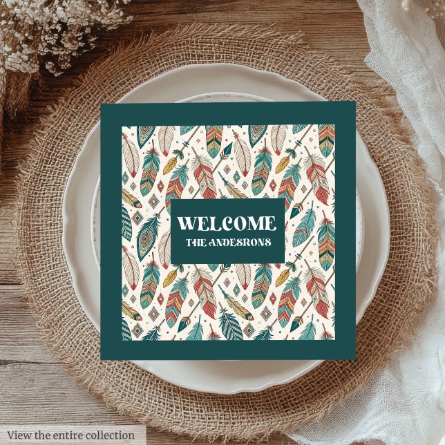 Feathers & Arrows Napkins Minimalist Custom Gift (Feathers & Arrows Napkins Minimalist Custom Gift)