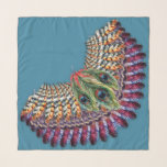 Feathers Bird Wings Colourful Illustrated Scarf<br><div class="desc">Give yourself some wings with this scarf that features illustrations of bird feathers in rich vibrant colours arranged in a wing shape and set against a peacock blue background.</div>