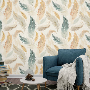 Feathers Blockprint Peel and Stick Wallpaper