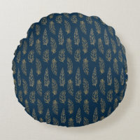 FEATHERS BLUE AND YELLOW PATTERN CUSHION