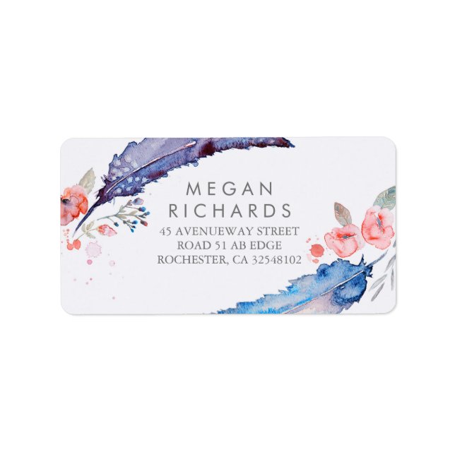 Feathers Bohemian Romantic Wedding Label (Front)