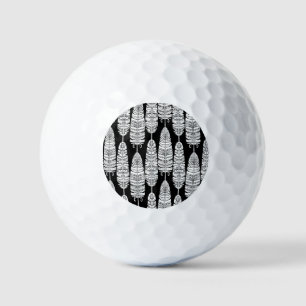 Feathers boho: black and white pattern golf balls