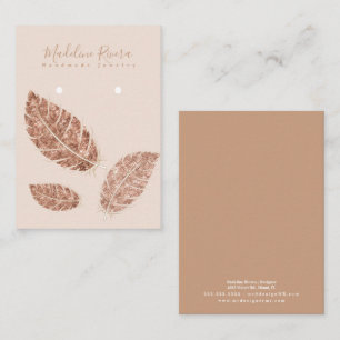 Feathers Faux Gold Artisan Earring Display Card