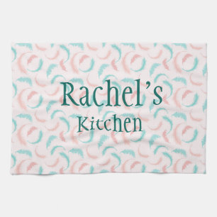 Feathers in pink and blue tea towel