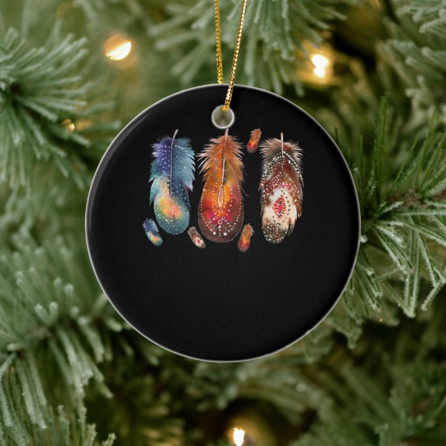 Feathers Indian Native Pride Indigenous Ceramic Tree Decoration (Tree)