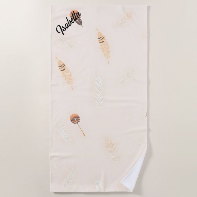 Feathers Luxury Popular Boho Collection Beach Towel (Front)