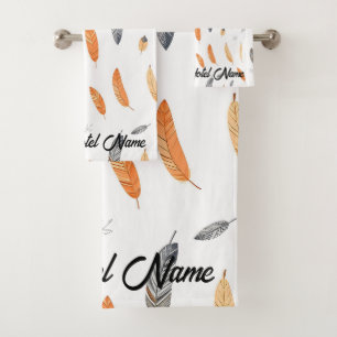 Feathers Luxury Trendy Boho Collection Bath Towel Set