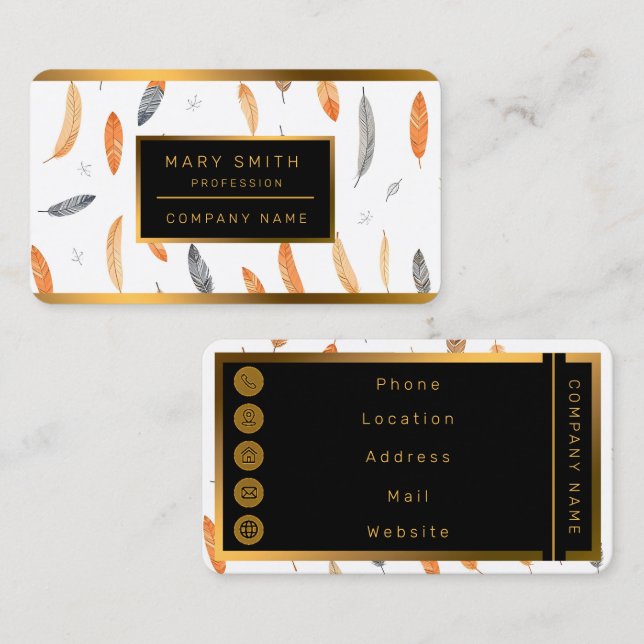 Feathers Luxury Trendy Boho Collection Business Card (Front/Back)