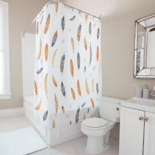 Feathers Luxury Trendy Boho Collection Shower Curtain